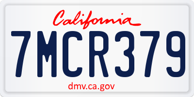 CA license plate 7MCR379