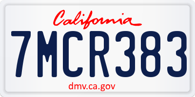CA license plate 7MCR383