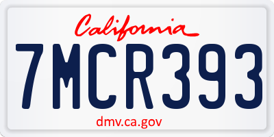 CA license plate 7MCR393