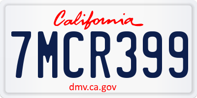 CA license plate 7MCR399