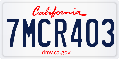 CA license plate 7MCR403