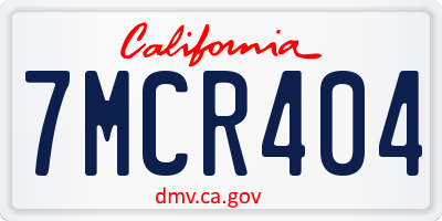 CA license plate 7MCR404