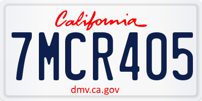 CA license plate 7MCR405