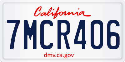 CA license plate 7MCR406