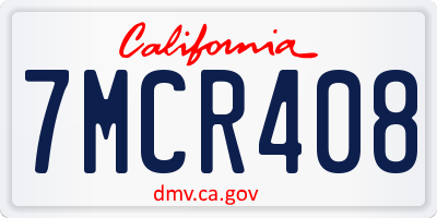 CA license plate 7MCR408