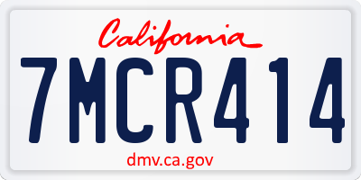 CA license plate 7MCR414