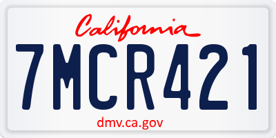 CA license plate 7MCR421