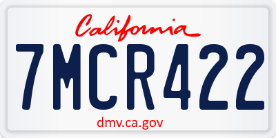 CA license plate 7MCR422