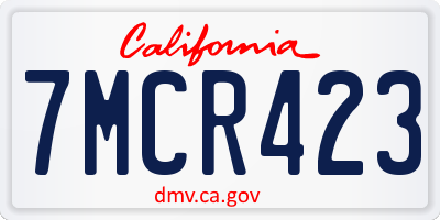 CA license plate 7MCR423