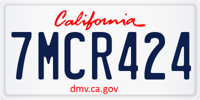 CA license plate 7MCR424