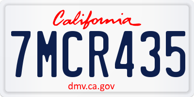 CA license plate 7MCR435