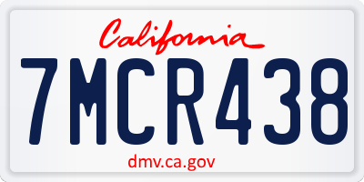 CA license plate 7MCR438