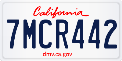 CA license plate 7MCR442