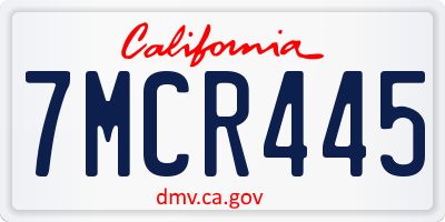 CA license plate 7MCR445