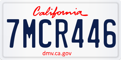 CA license plate 7MCR446