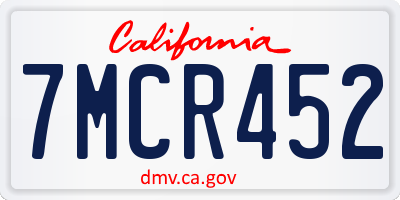 CA license plate 7MCR452