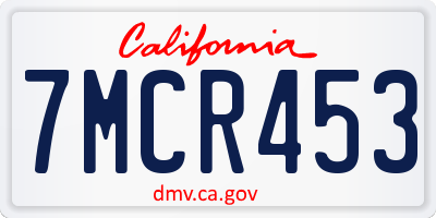 CA license plate 7MCR453