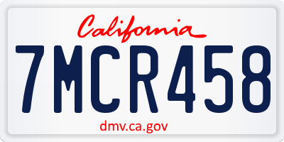 CA license plate 7MCR458