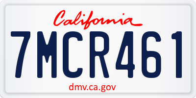 CA license plate 7MCR461