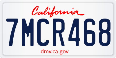 CA license plate 7MCR468