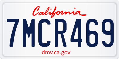 CA license plate 7MCR469