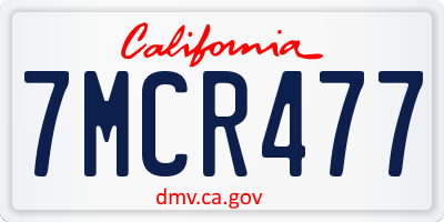 CA license plate 7MCR477