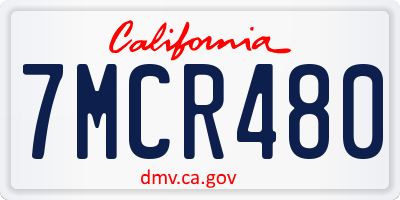 CA license plate 7MCR480