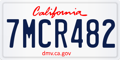 CA license plate 7MCR482