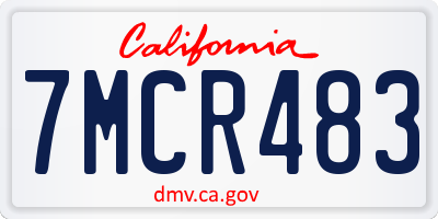 CA license plate 7MCR483