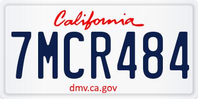 CA license plate 7MCR484