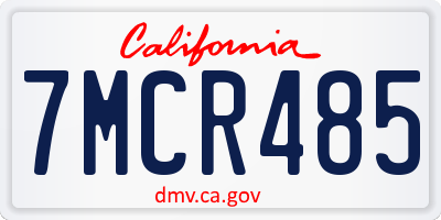 CA license plate 7MCR485