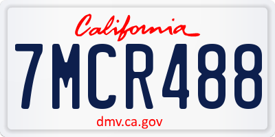CA license plate 7MCR488