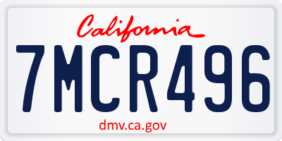 CA license plate 7MCR496