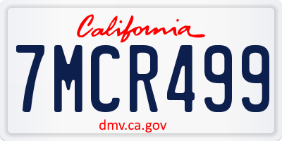 CA license plate 7MCR499