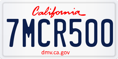 CA license plate 7MCR500