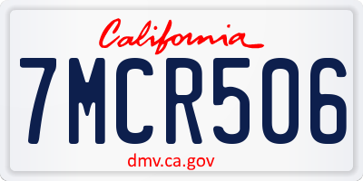 CA license plate 7MCR506
