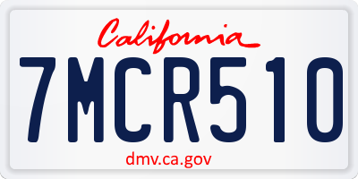 CA license plate 7MCR510