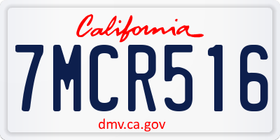 CA license plate 7MCR516