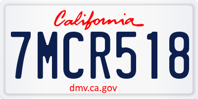 CA license plate 7MCR518