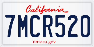 CA license plate 7MCR520