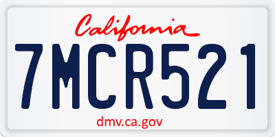 CA license plate 7MCR521