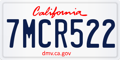 CA license plate 7MCR522