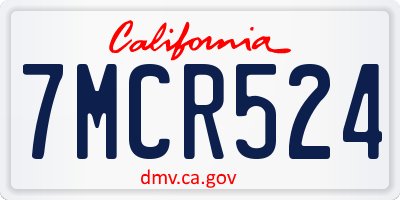 CA license plate 7MCR524
