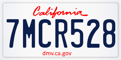 CA license plate 7MCR528