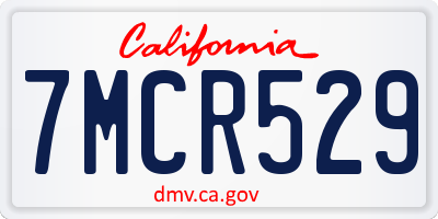 CA license plate 7MCR529