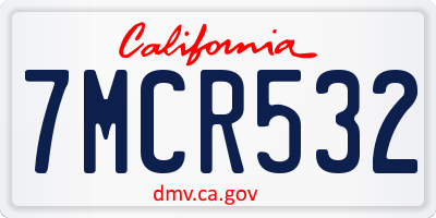 CA license plate 7MCR532