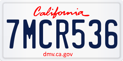CA license plate 7MCR536