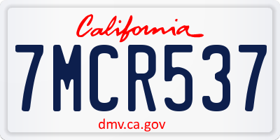 CA license plate 7MCR537