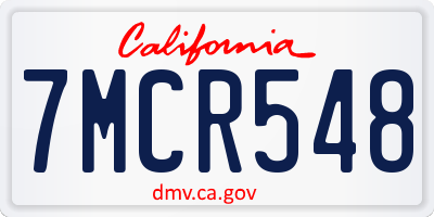 CA license plate 7MCR548