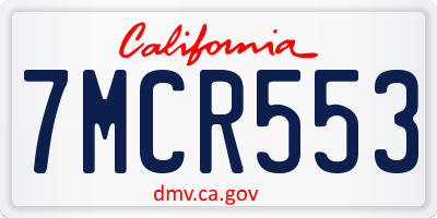 CA license plate 7MCR553